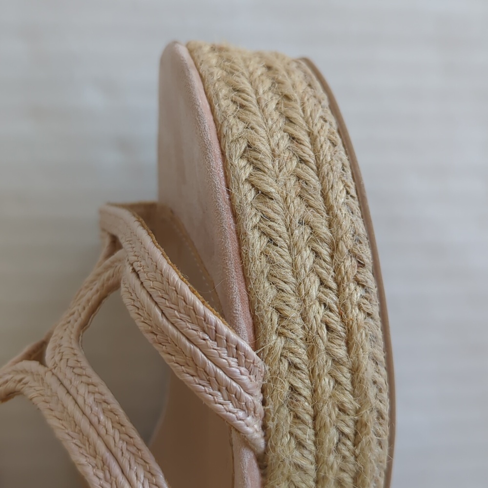 Wild Diva Lounge Strappy Jute Espadrille Wedge Sandal Shoes 10 Cream Beige/Tan - Picture 5 of 16
